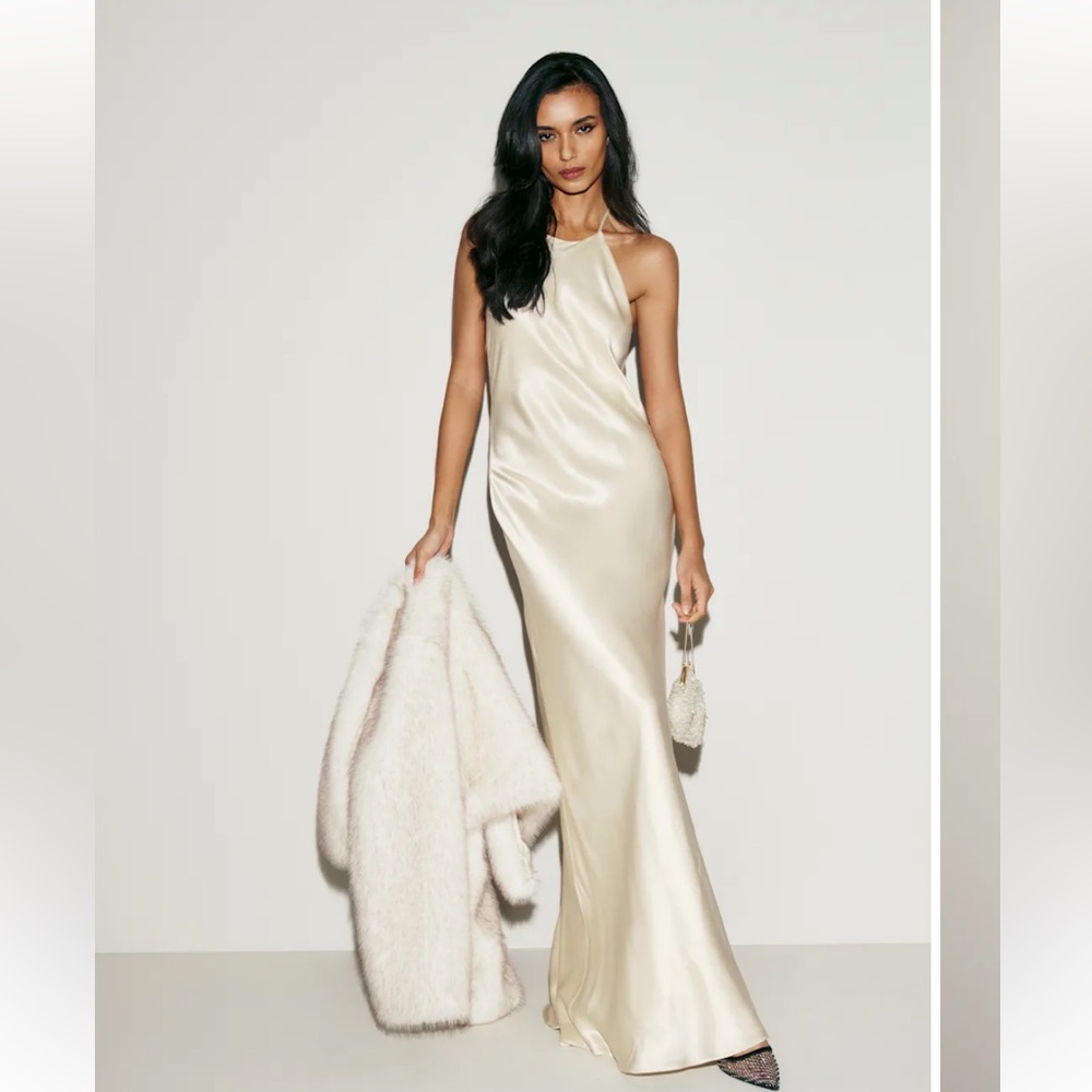 Reformation Cream Silk Maxi Dress